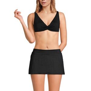 Lands’ End Women’s Twist Front Underwire Bikini Swimsuit Top Black Size 12 NWT